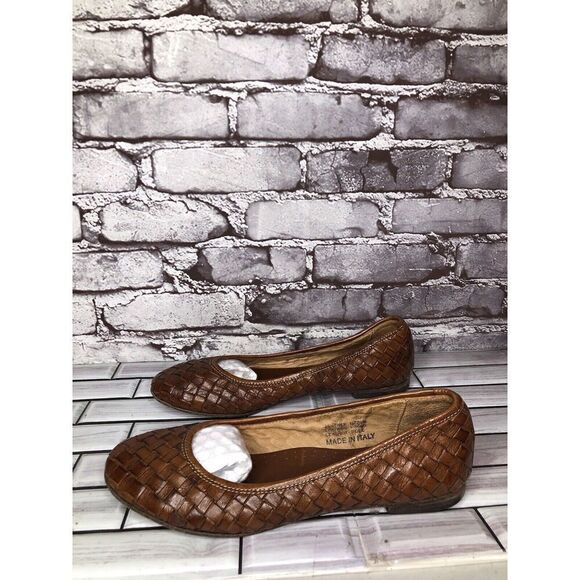 Calzoleria Toscana Woven Brown Leather Round Toe Ballet Flats Women’s 40EU/9M US - Picture 1 of 16